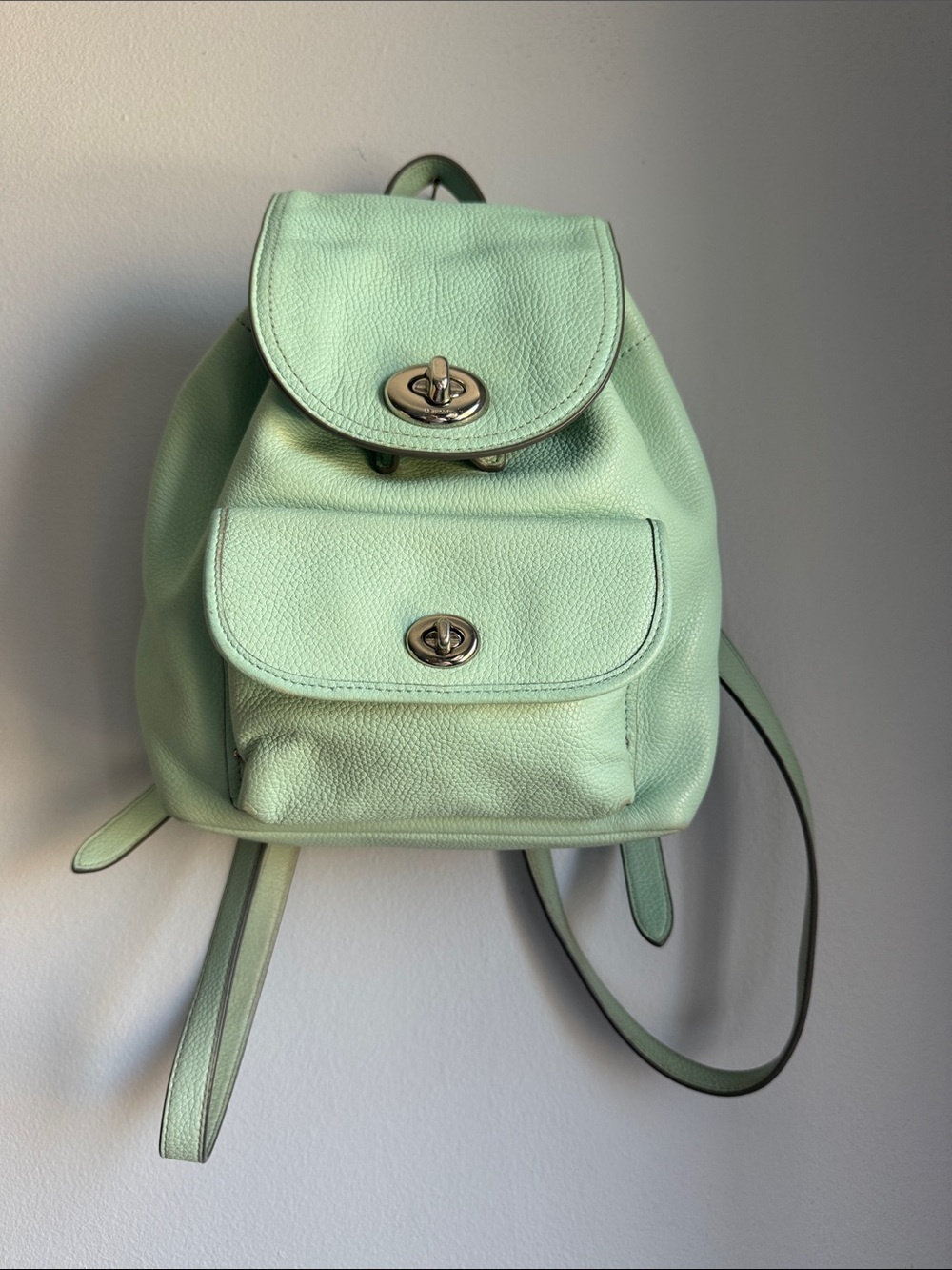 Coach Mint Green Leather Mini Backpack - Stylish Everyday Bag
